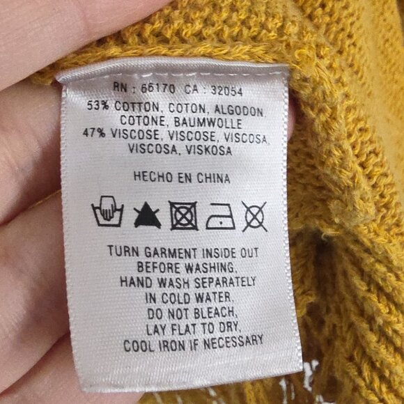 ANTHRO | Sparrow mustard yellow cardigan fringes Sz L - Picture 5 of 6